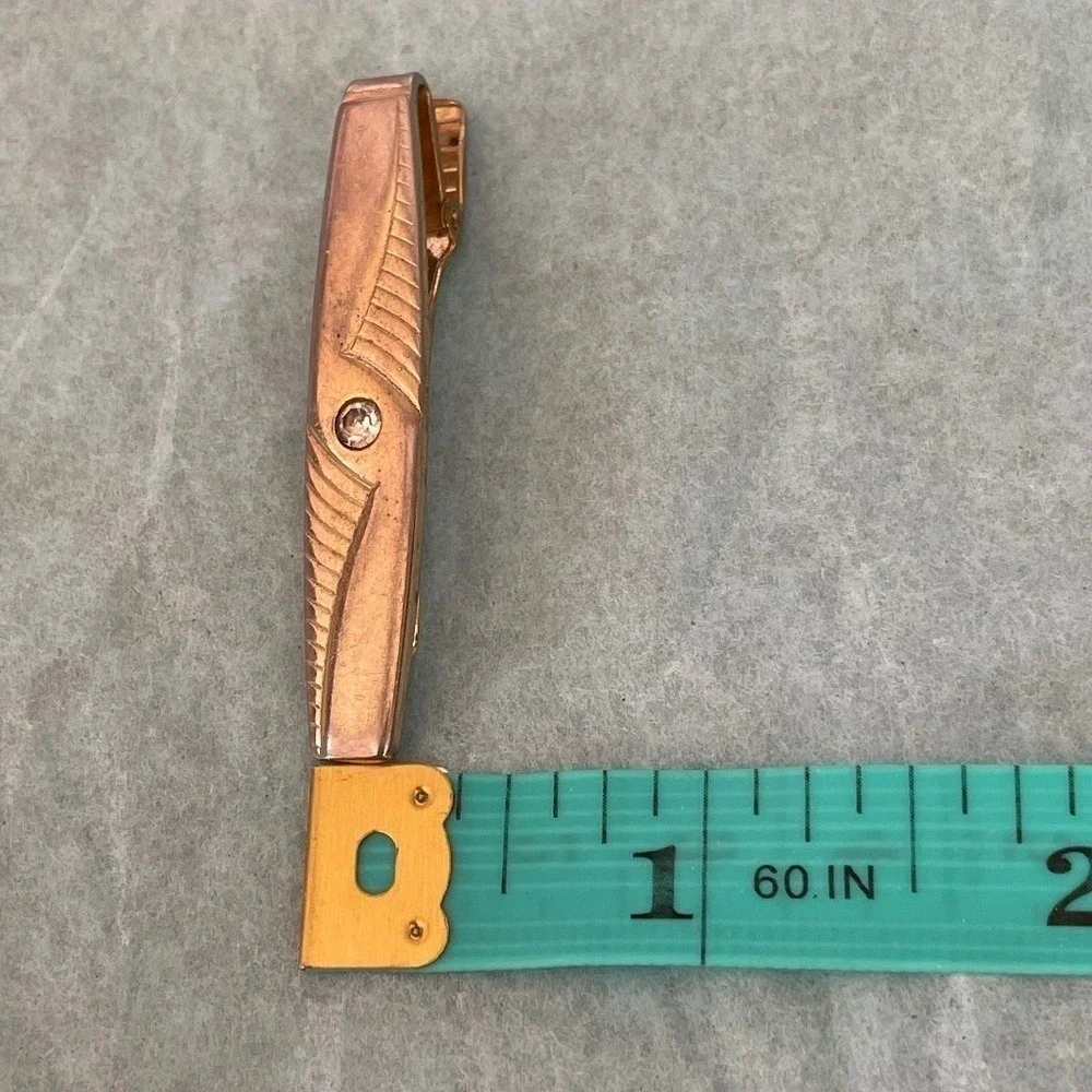 Anson Cufflinks Tie Clip Set Vintage‎ Gold Tone Rhinestone Sunburst Elegant